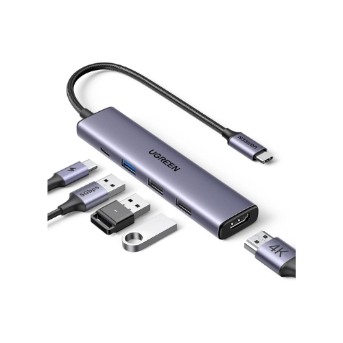 HUB USB TYPE-C 5IN1 4USB  CARGA 5W